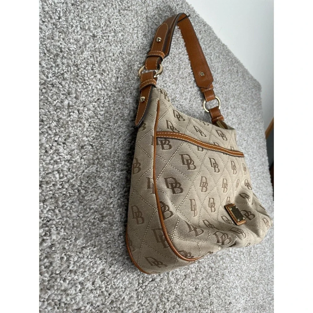 Y2K Dooney & Bourke East West Collins Signature Monogram Hobo Shoulder Bag